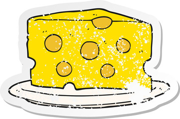 retro distressed sticker of a cartoon cheese