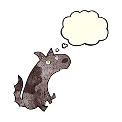 cartoon sitting dog with thought bubble