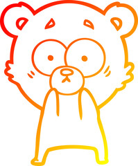 warm gradient line drawing of a anxious bear cartoon