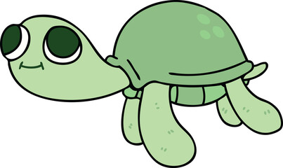 hand drawn quirky cartoon turtle
