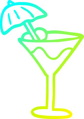 cold gradient line drawing of a cartoon martini drink