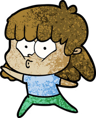 Obraz premium cartoon whistling girl