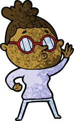 cartoon woman wearing glasses