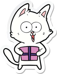sticker of a funny cartoon cat