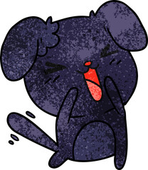 freehand drawn textured cartoon of cute kawaii dog