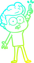 cold gradient line drawing of a cartoon staring man