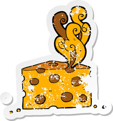 retro distressed sticker of a cartoon smelly cheese