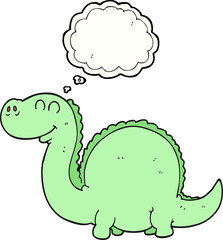 freehand drawn thought bubble cartoon dinosaur