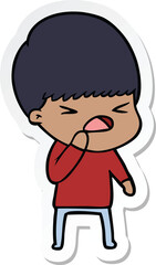 sticker of a cartoon stressed man