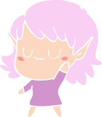 happy flat color style cartoon elf girl