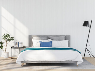 interior modern bedroom, Minimalism. 3d render