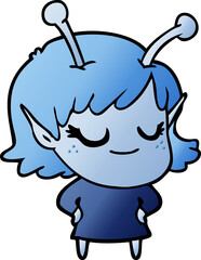smiling alien girl cartoon