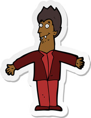 sticker of a cartoon vampire man