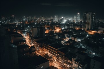 Cityscape nocturnal view. Generative AI