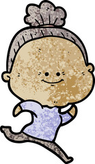 cartoon happy old woman