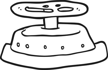 freehand drawn black and white cartoon sealed bunker door