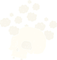 flat color illustration of old skull