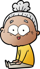 cartoon happy old woman