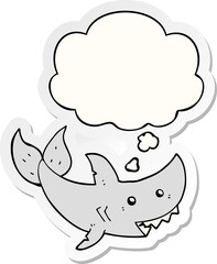 cartoon shark with thought bubble as a printed sticker