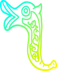 cold gradient line drawing of a cartoon war trumpet