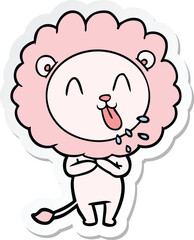 sticker of a happy cartoon lion