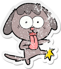 distressed sticker of a cute cartoon dog