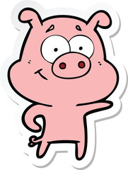 Obraz premium sticker of a cartoon pig pointing