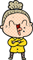 cartoon happy old woman