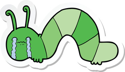 sticker of a cartoon caterpillar obsessing over his regrets