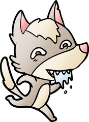 cartoon hungry wolf running