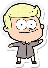 sticker of a cartoon happy man