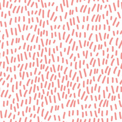 Abstract seamless pattern with squiggles. Simple background with pink scribbles. Vector hand-drawn illustration. Perfect for decorations, wallpaper, wrapping paper, fabric.