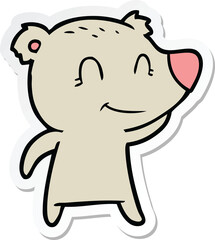 sticker of a smiling bear cartoon