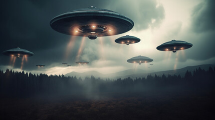 Fototapeta na wymiar Ufo alien invasion. AI