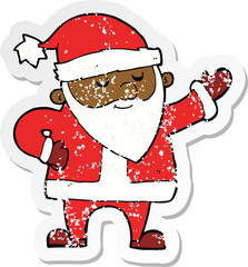 retro distressed sticker of a cartoon santa claus