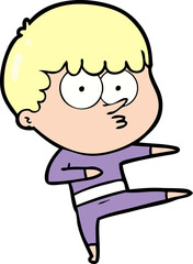 cartoon curious boy dancing