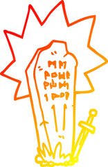 warm gradient line drawing of a cartoon heros grave