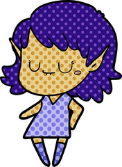 happy cartoon elf girl wearing dress