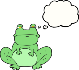 freehand drawn thought bubble cartoon frog