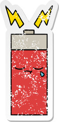 distressed sticker of a cute cartoon battery