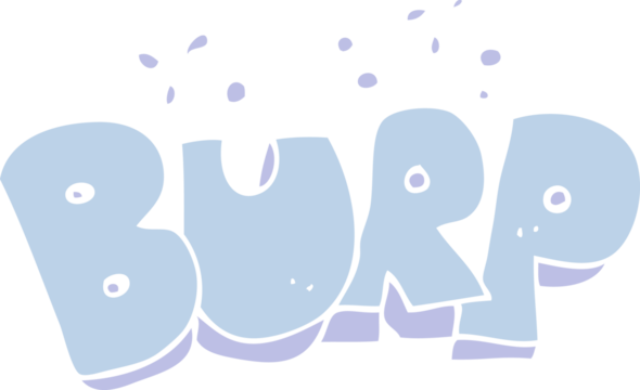 flat color illustration of burp text