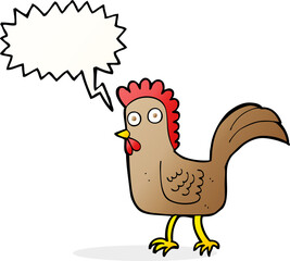cartoon chicken with speech bubble