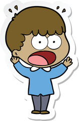 sticker of a cartoon shocked man