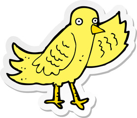 sticker of a cartoon waving bird