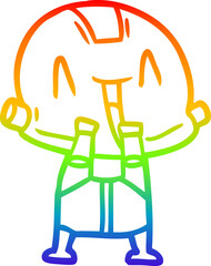 rainbow gradient line drawing of a cartoon robot
