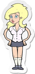 sticker of a cartoon pretty woman