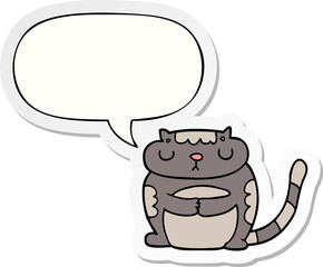 cute cartoon cat with speech bubble sticker