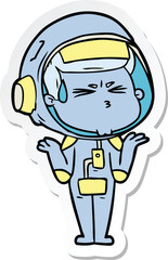 sticker of a cartoon stressed astronaut