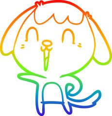 rainbow gradient line drawing of a cute cartoon dog