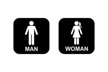 Public toilet man woman gender icon vector set. Restroom sign symbol male female washroom bathroom stick figure silhouette pictogram